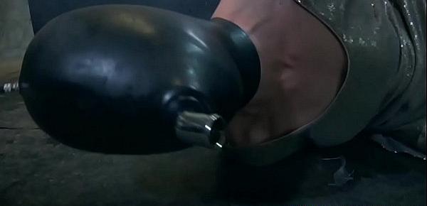  Breath play hooded sub cattle prodded